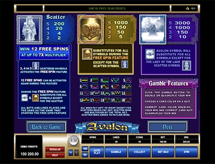 casino screen of symbols