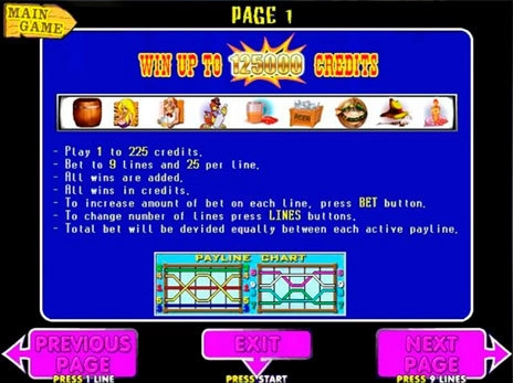 casino screen of symbols